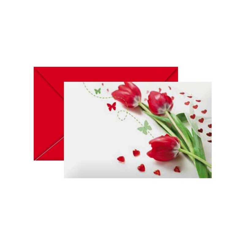 Paq. 100 Sobres con Tarjetas Decoradas Corazones. Motivos y colores surtidos