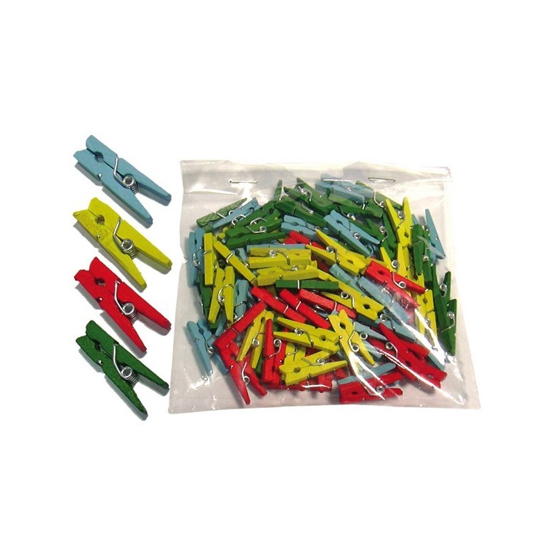 Paq. 100 Pinzas 25 mm Colores Surtidos